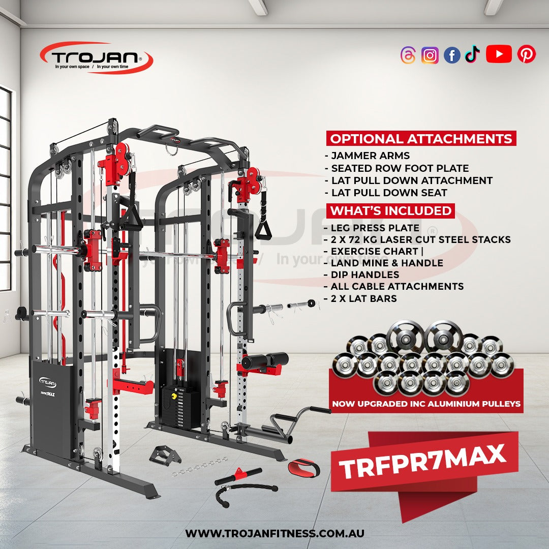 Smith Machine Functional Trainer FPR7MAX + 2 X 72 Kg Weight Stacks + Leg Press Attachment